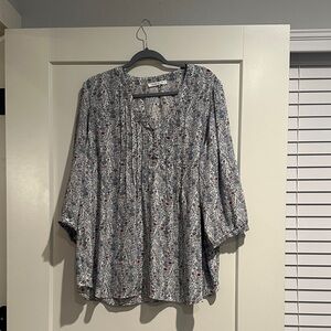 Rose & Olive Blue Floral Blouse